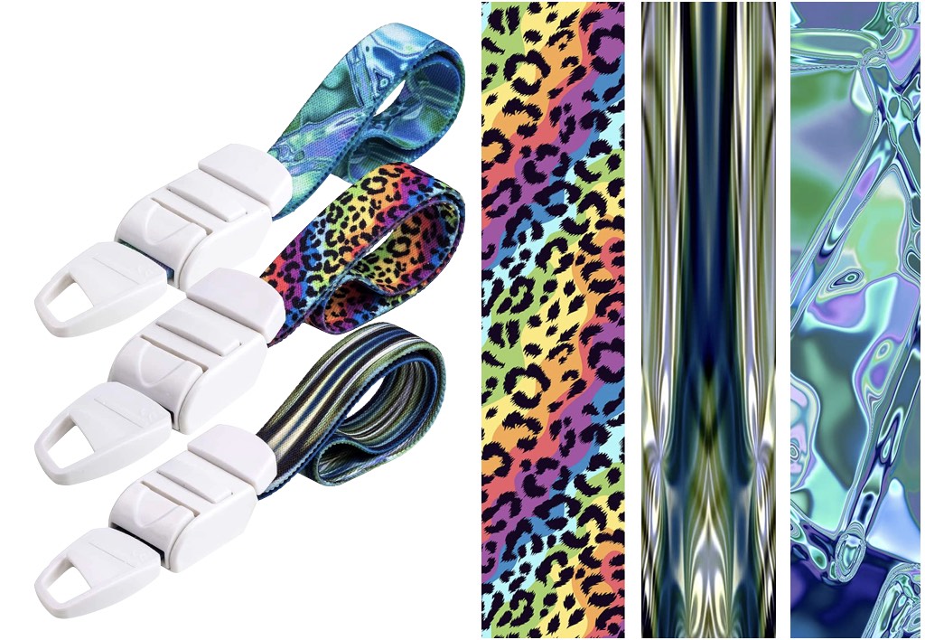 Spalvingų tekstūrų raštų medicininiai turniketai su dirželio rašto paveikslėliais