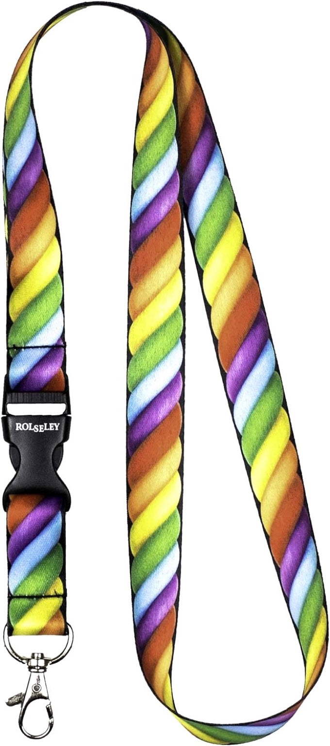 Vaivorykštinių virvės raštų kaklajuostė su Jūsų tekstu perlenkta