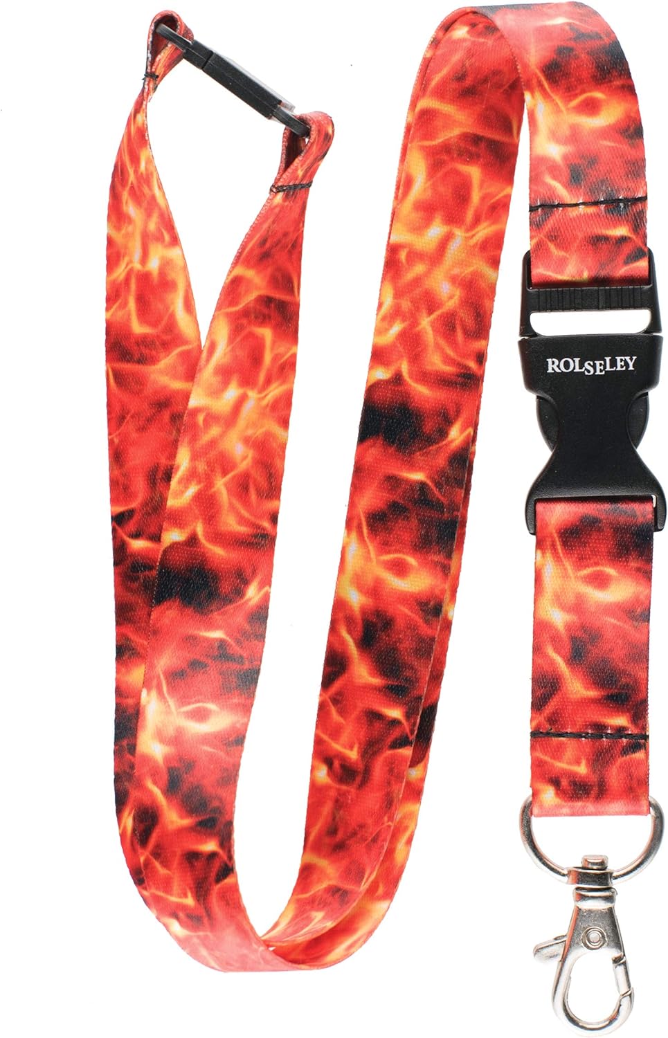 Oranžinė liepsnos raštų kaklajuostė su Jūsų tekstu perlenkta