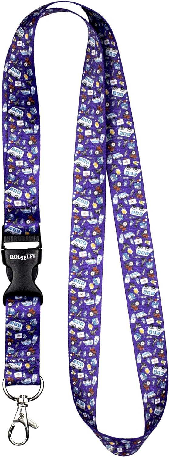 Violetinė medicininių raštų kaklajuostė su Jūsų tekstu perlenkta