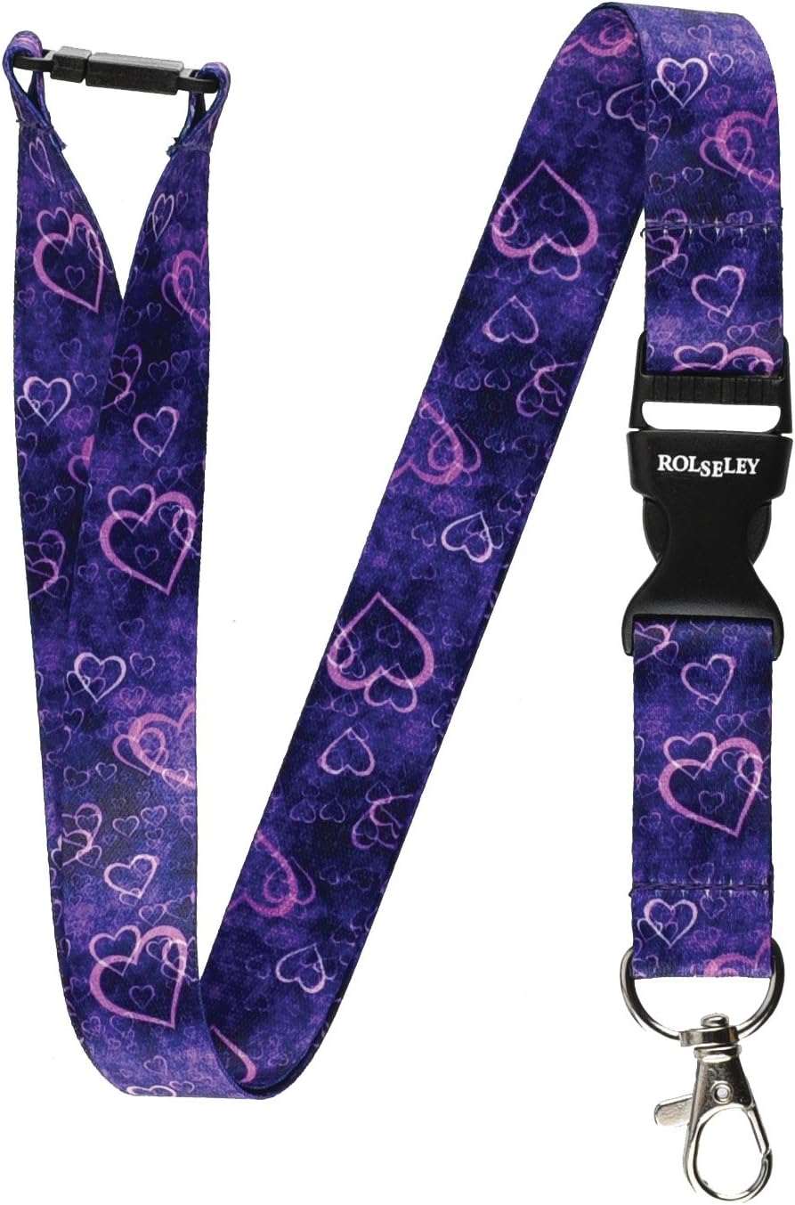 Violetinė širdelių raštų kaklajuostė su Jūsų tekstu perlenkta