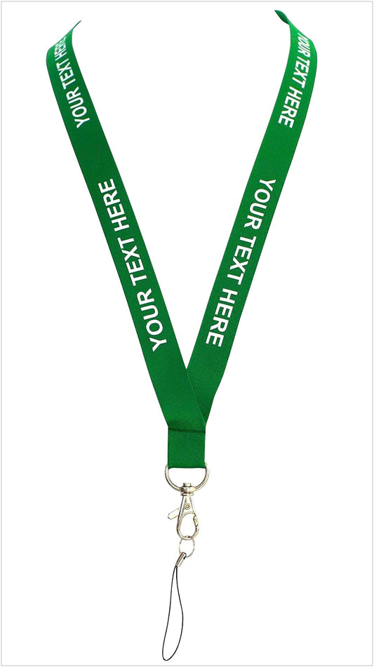 Žalios spalvos kaklajuostė su Jūsų tekstu