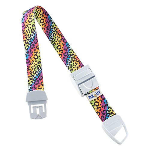 MEDICININIS TURNIKETAS su vaivorykštės spalvų leopardo raštų dirželiu ir balta sagtele.