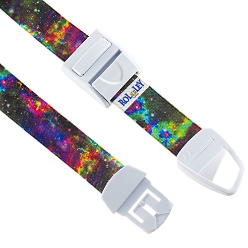 MEDICININIS TURNIKETAS su įvairiaspalviu galaktikos raštų dirželiu ir balta sagtele. 